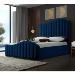 Magnifik Upholstered Beds - Plush Velvet, King Size Frame, Blue - Blue