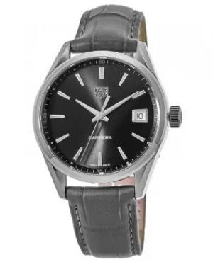 Tag Heuer Carrera Quartz Grey Dial Grey Leather Strap Womens Watch WBK1313.FC8260 WBK1313.FC8260