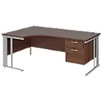 Dams International Left Hand Ergonomic Desk MCM18ELP2SW 1,800 x 1,200 x 725 mm