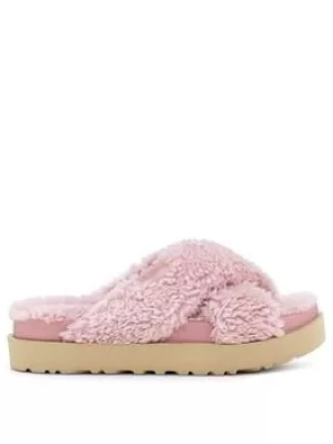 UGG Ugg Fuzz Sugar Sustainable Cross Slide Slipper, Pink, Size 6, Women