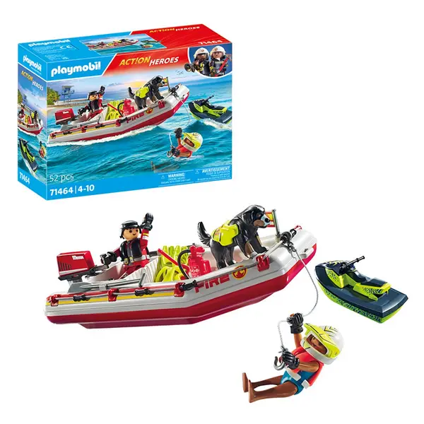 Playmobil 71464 Action Heroes: Fire Boat With Aqua Scooter