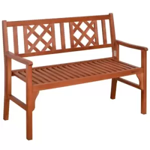 Outsunny Foldable 2-Seater Patio Wooden Bench/Loveseat Chair - Brown