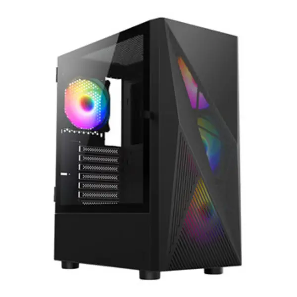 Vida Tempest Black ARGB Gaming Case w/ Glass Window ATX 4x ARGB Fans