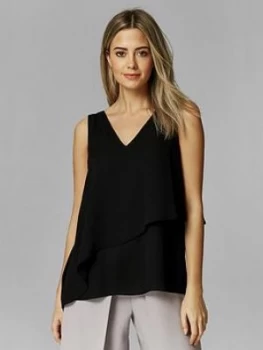 Wallis Petite Double Layer Asymmetric Cami - Black, Size 8, Women