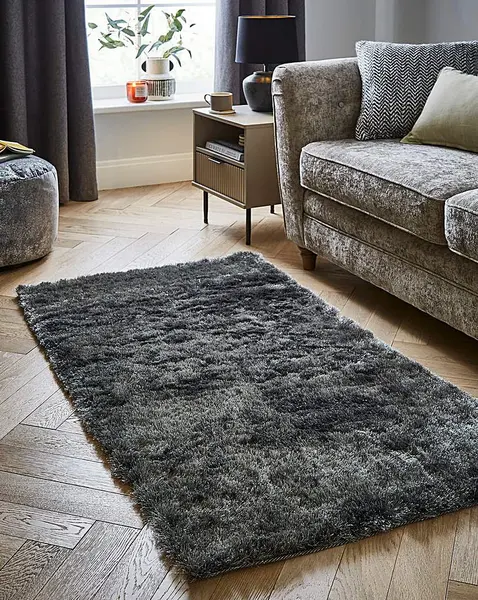 Origins Shimmer Shaggy Rug Charcoal 120X170 MN97502