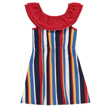 SoulCal Stripe Frill Dress Junior Girls - Bardot Stripe