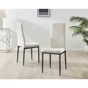 Furniture Box 6X Milan Kitchen Dining Chair Cream Velvet Black Legs