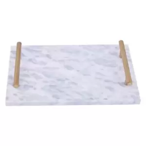 Interiors by PH Marble Tray With Gold Handles - Grey