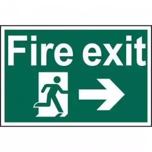 Self ad. semi-rigid PVC Fire Exit Man Running Arrow Right sign 600 x