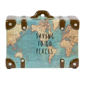 Sass & Belle Saving to Go Places Vintage Map Money Bank