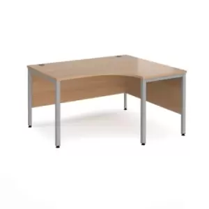 Office Desk Right Hand Corner Desk 1400mm Beech Top With Silver Frame 1200mm Depth Maestro 25 MB14ERSB