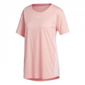 adidas Womens 3-Stripes Training T-Shirt Loose - Pink/White