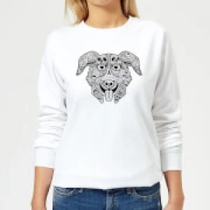 Mr Pickles Pattern Face Womens Sweatshirt - White - M