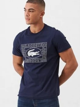 Lacoste Sportswear Heritage Stamp Logo T-Shirt - Navy, Size 5=L, Men