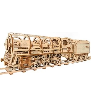 Train Locomotive with Tender UGears 3D Wooden Model Kit