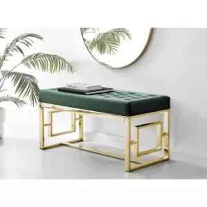 Furniturebox Cambridge Modern Green Velvet Upholstered And Gold Metal Luxury Bench