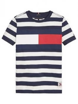 Tommy Hilfiger Boys Short Sleeve Stripe Flag T-Shirt - Navy, Size 16 Years