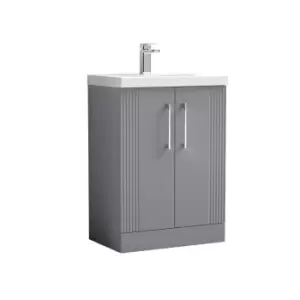 Nuie Deco 600mm Floor Standing 2 Door Vanity & Basin 1 - Satin Grey