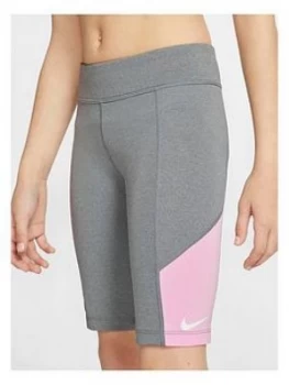 Nike Older Girls Trophy Cycling Running Shorts - Grey/Pink, Size 13-15 Years, XL, Women