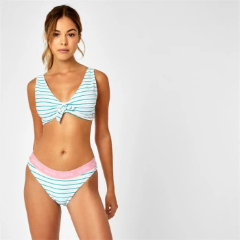 Jack Wills Cartmore Tie Front Bikini Top - White Stripe