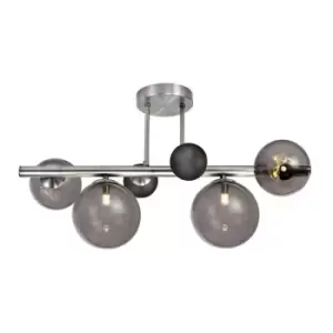 Semi-Flush Ceiling Light, 4 x G9, Polished Chrome, Smoked Glass - Luminosa Lighting