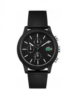 Lacoste Lacoste 12.12 Black and White Detail Multi Dial Black Silicone Strap Mens Watch, One Colour, Men