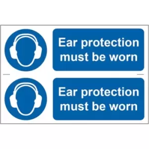 Ear Protection PPE Self Adhesive Sign Twin Pack - 300 x 100mm