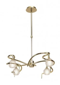 Telescopic Ceiling Pendant Semi Flush Convertible 4 Light G9, Polished Brass