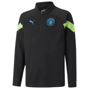 2022-2023 Man City Half Zip Training Top (Black) - Kids