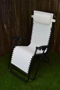 Multi Position Textoline Garden Relaxer Chair Lounger - Cream