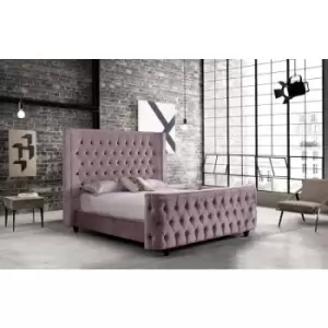 Harmony Upholstered Beds - Plush Velvet, Double Size Frame, Pink - Pink