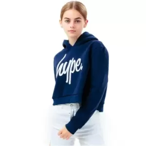 Hype Script Kids Crop Hoodie - Blue