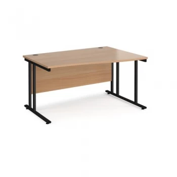 Maestro 25 right hand wave desk 1400mm wide Black cantilever leg