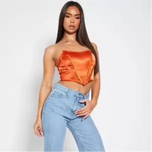 I Saw It First Satin Boned Corset Top - Orange