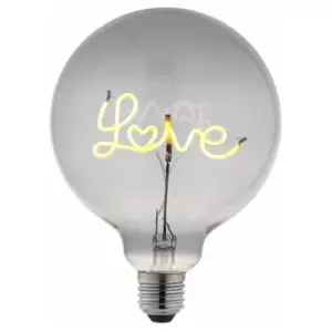 Loops - Decorative E27 LED Filament Bulb - love Upwards Facing Lamp - Smoke Tinted Glass