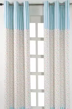 Cotton Multi Stars Ready Made Eyelet Curtain Pair