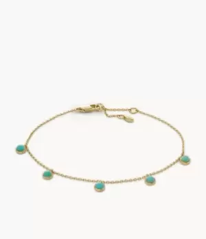 Fossil Women Green Enamel Beaded Anklet