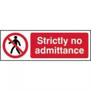 Prohibition Self-Adhesive Vinyl Sign 600 x 200mm - Strictly No