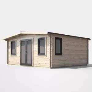 Power 16' x 16' Chalet Log Cabin - Centre Double Door