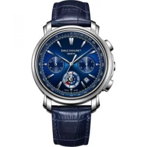 Mens Emile Chouriet Lac Leman Chrono Blue Automatic Chronograph Watch