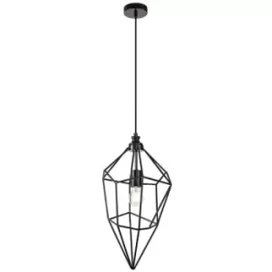 Large Caged Ceiling Pendant, 1 x E27, Black Nickel - Luminosa Lighting