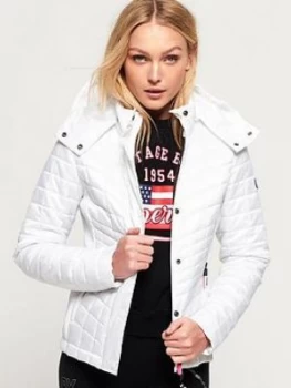 Superdry Nova Box Quilt Fuji Jacket, White, Size 10, Women