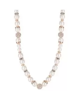 Jon Richard Rose Gold Pave Polish 24" Cream Pearl Necklace