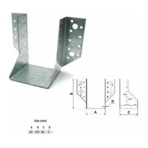 Moderix - Jiffy Timber Joist Hangers Decking Lofts Roofing Zinc Packs - Size 80x120x80x2mm - Pack of 20