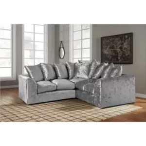 Florexa Modern Crush Velvet Corner Sofa Silver