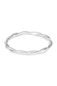 Silver Plated Polished Cross Over Bangle Bracelet