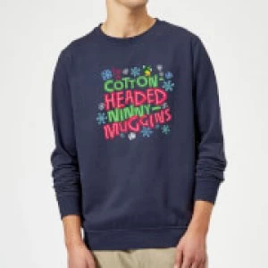 Elf Cotton-Headed Ninny-Muggins Christmas Sweatshirt - Navy - S