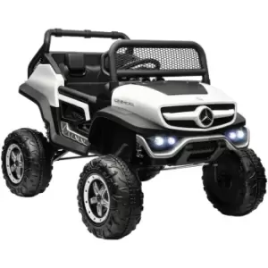 HOMCOM 12V Licensed Mercedes-Benz Unimog, Kids Electric Ride on Car - White - White