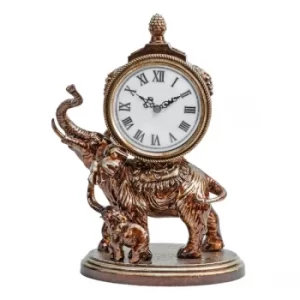 Ornate Mother & Baby Elelphant Bronze Finish Mantel Clock