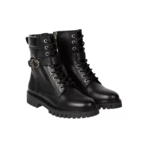 Tommy Hilfiger Buckle Lace Up Boot - Black